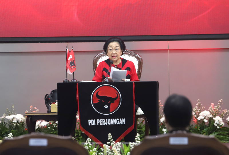 Ketua Umum PDIP Megawati Soekarnoputri menghadiri HUT ke-52 PDIP yang bertema