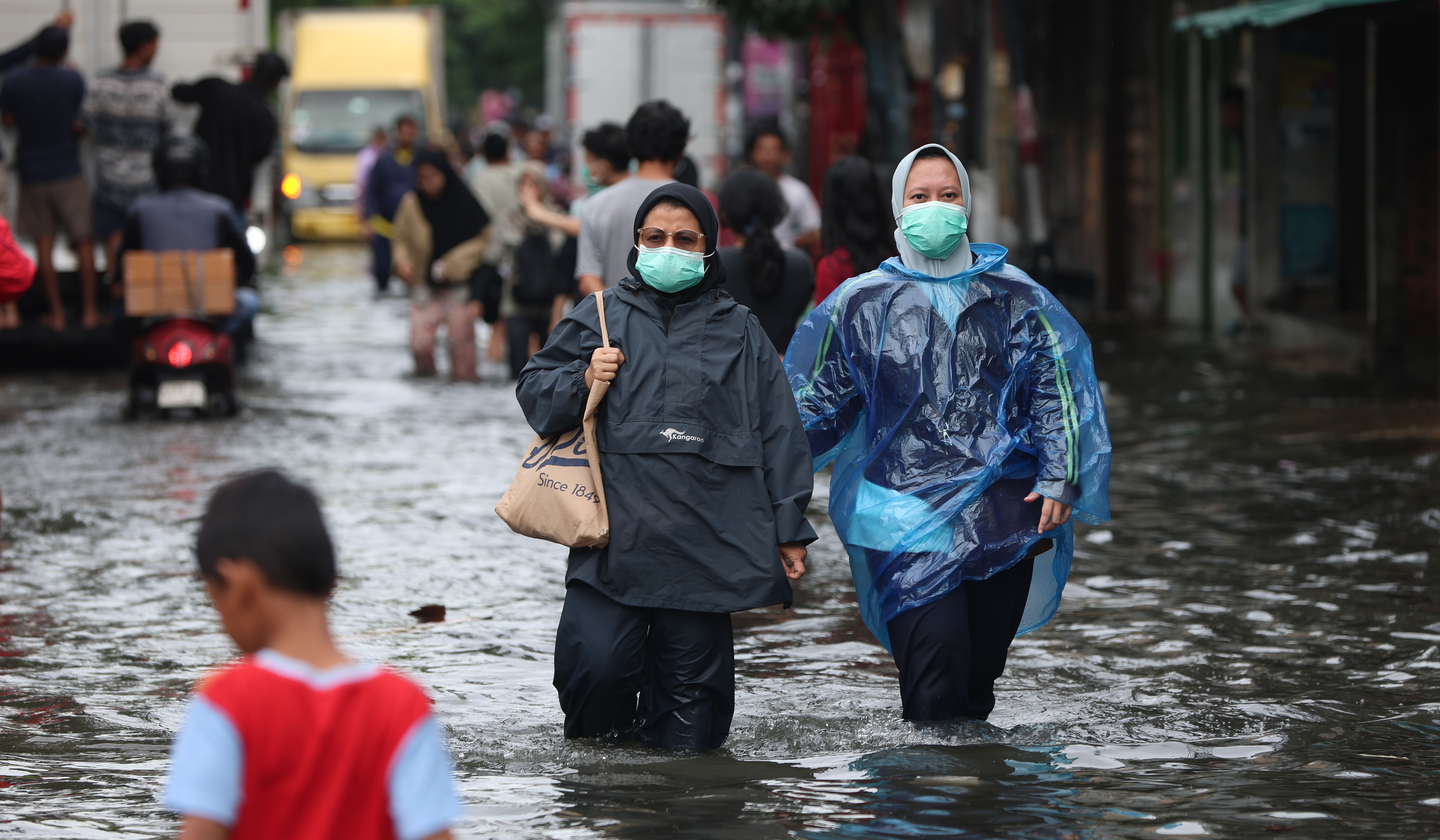 Banjir dikawasan Pademangan, Jakarta. (Agus Priatna/SinPo.id)