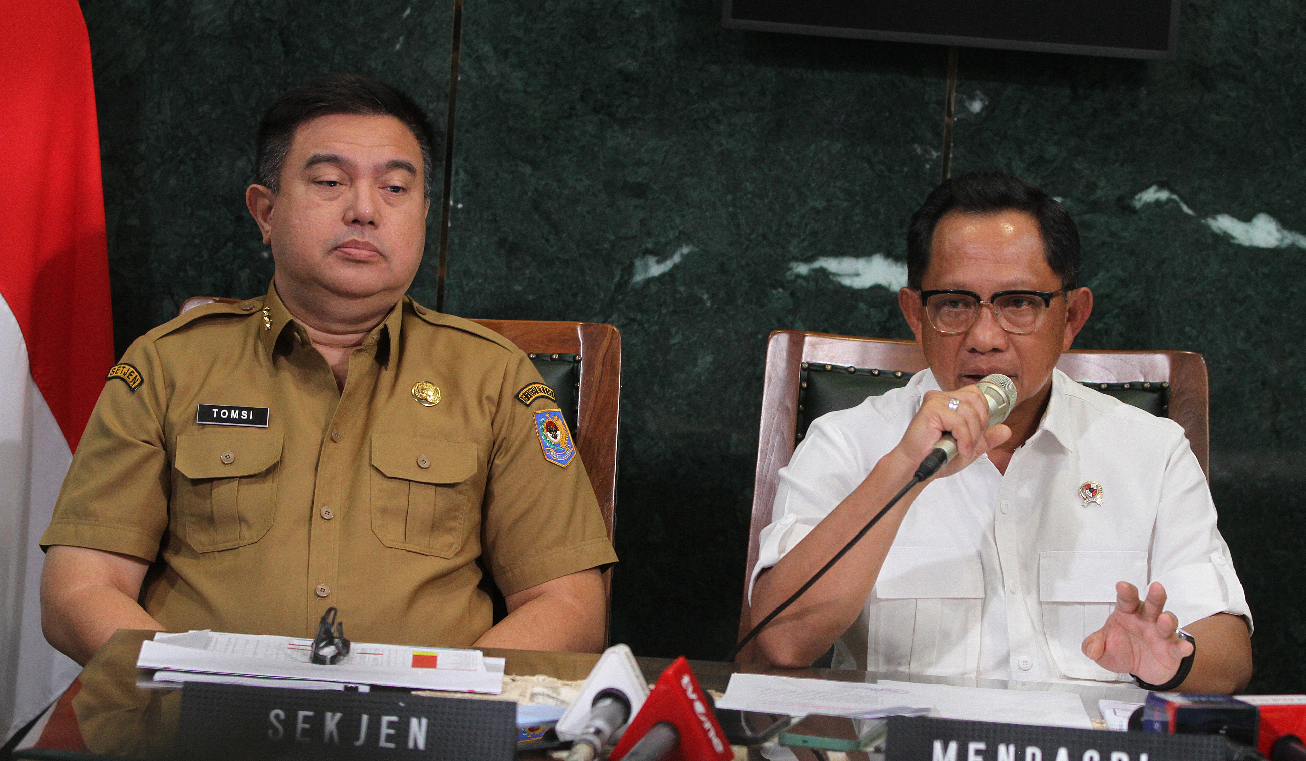 Mendagri Tito Karnavian, saat konferensi pers. (Agus Priatna/SinPo.id)