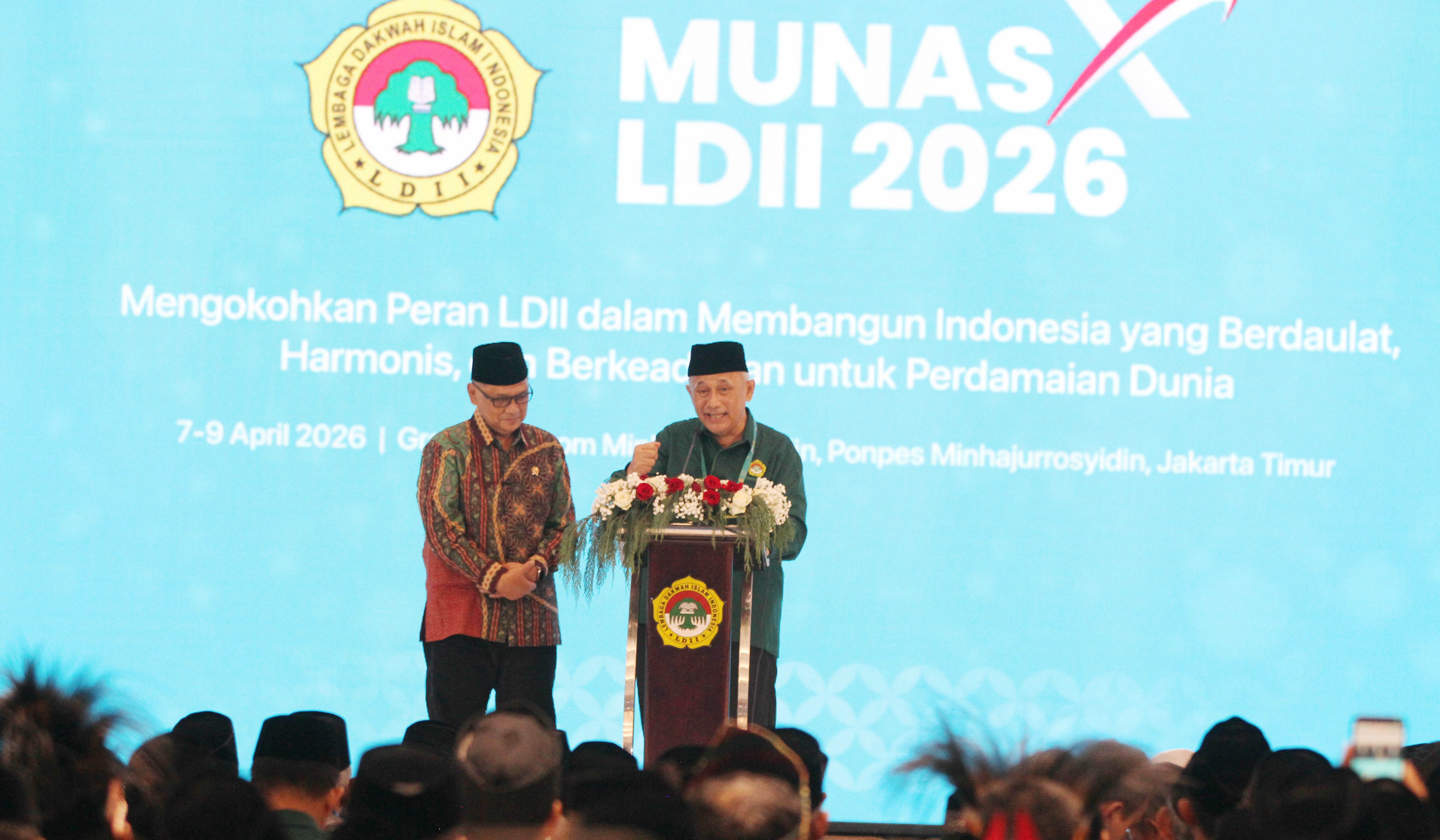 Menteri Haji, Gus Irfan, saat Munas X LDII. (Agus Priatna/SinPo.id)