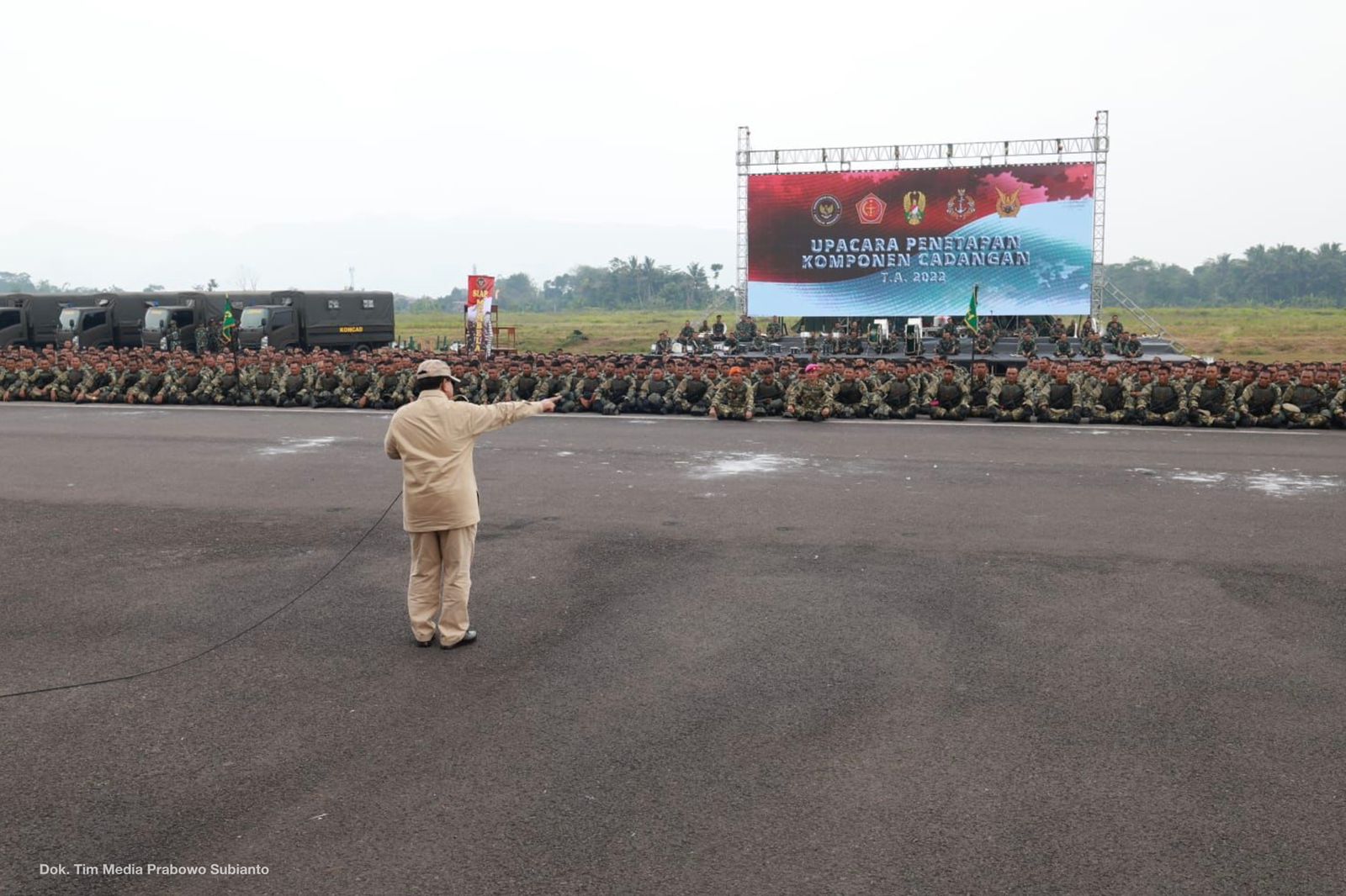 Menhan Prabowo saat memimpin penetapan Komcad 2022 (Foto:Tim Media Prabowo/SinPo.id)