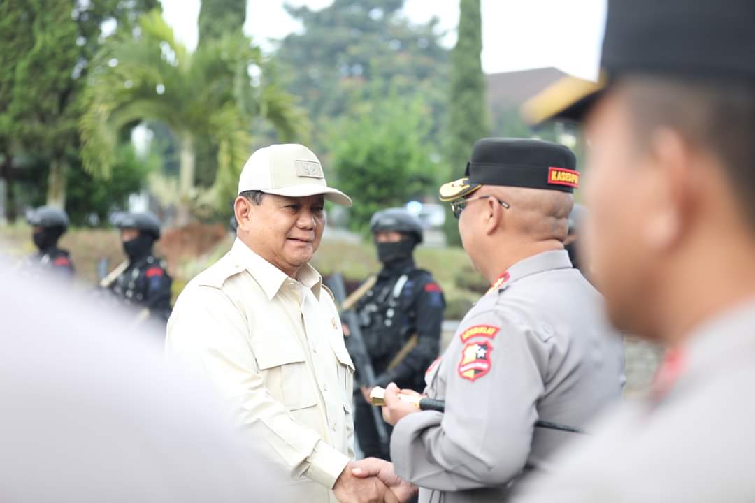 Menhan Prabowo Subianto berkunjung di Sespim Lemdiklat Polri Bandung menjadi narasumber Dialog Kebangsaan (Ashar/Foto:Tim Prabowo/Sinpo.id)