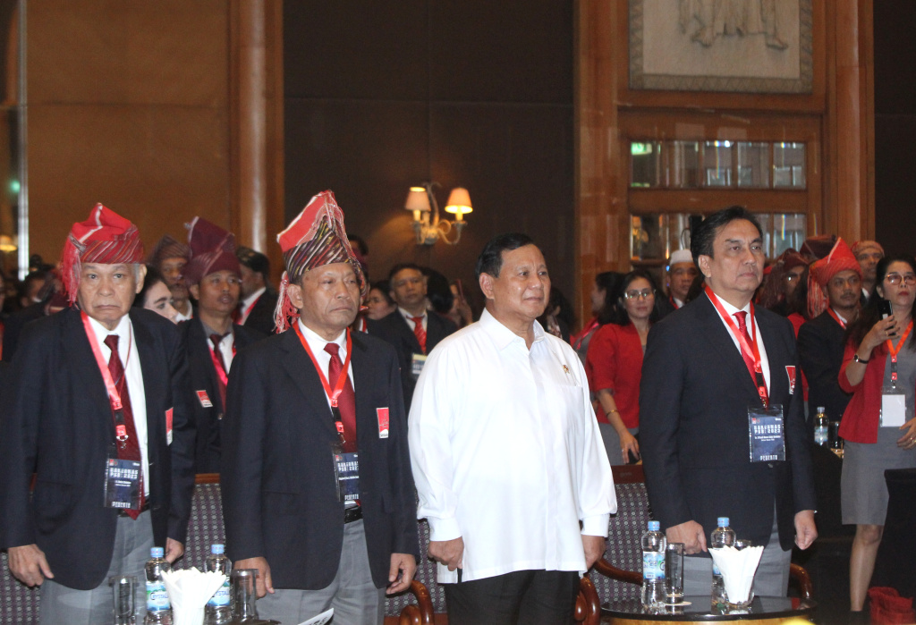 Menhan Prabowo buka Rakernas PSBI bersama Ketua Umum PSBI Effendi Simbolon (Ashar/SinPo.id)