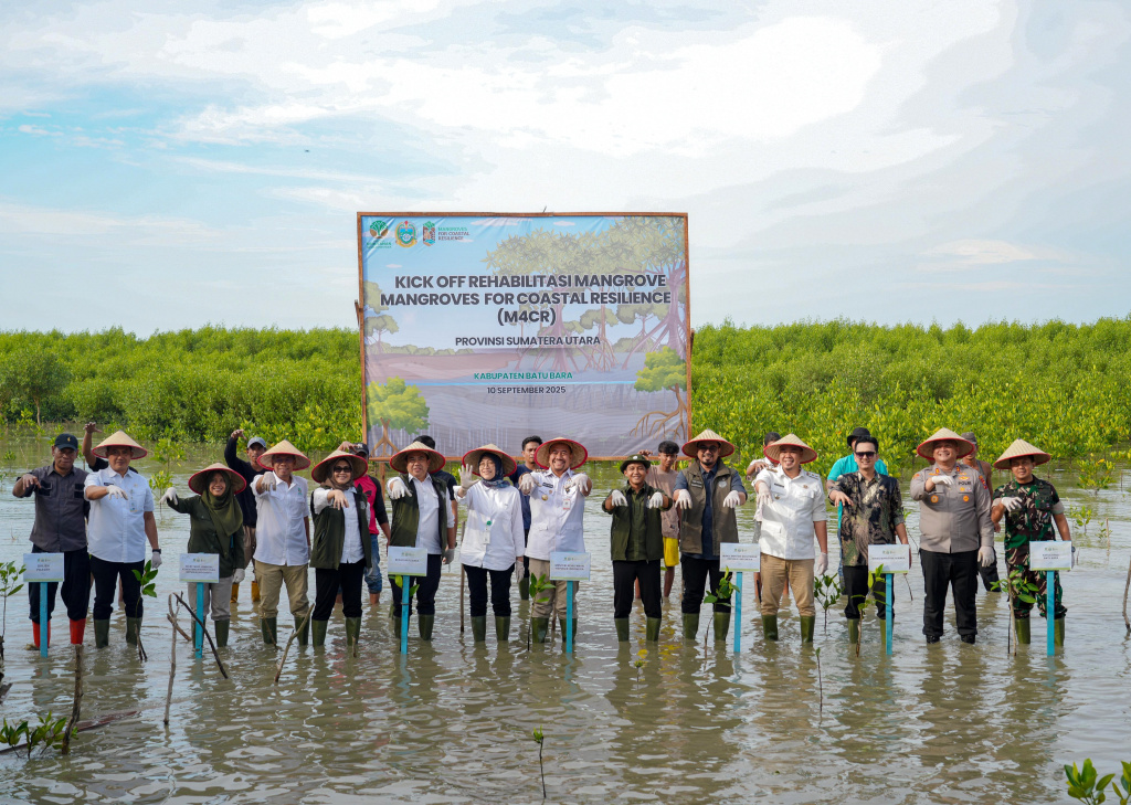 Menhut Raja Juli Antoni melakukan penanaman Mangrove di Medan, Sumatera Utara (Ashar/SinPo.id)