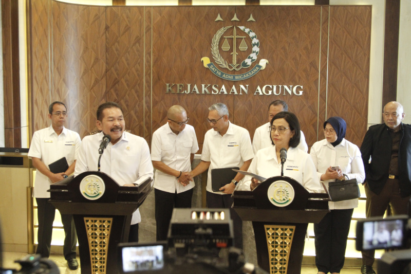 Menkeu Sri Mulyani bertemu Jaksa Agung ST Burhanuddin untuk membahas Lembaga Pembiayaan Ekspor Indonesia (Ashar/SinPo.id