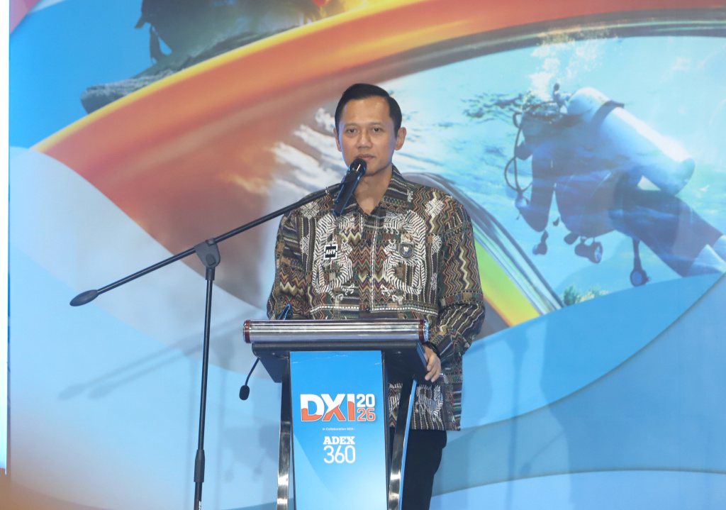 Menko Infrastruktur AHY resmi membuka Pameran Deep and Extreme Indonesia (DXI) 2026 di JICC (Ashar/SinPo.id)