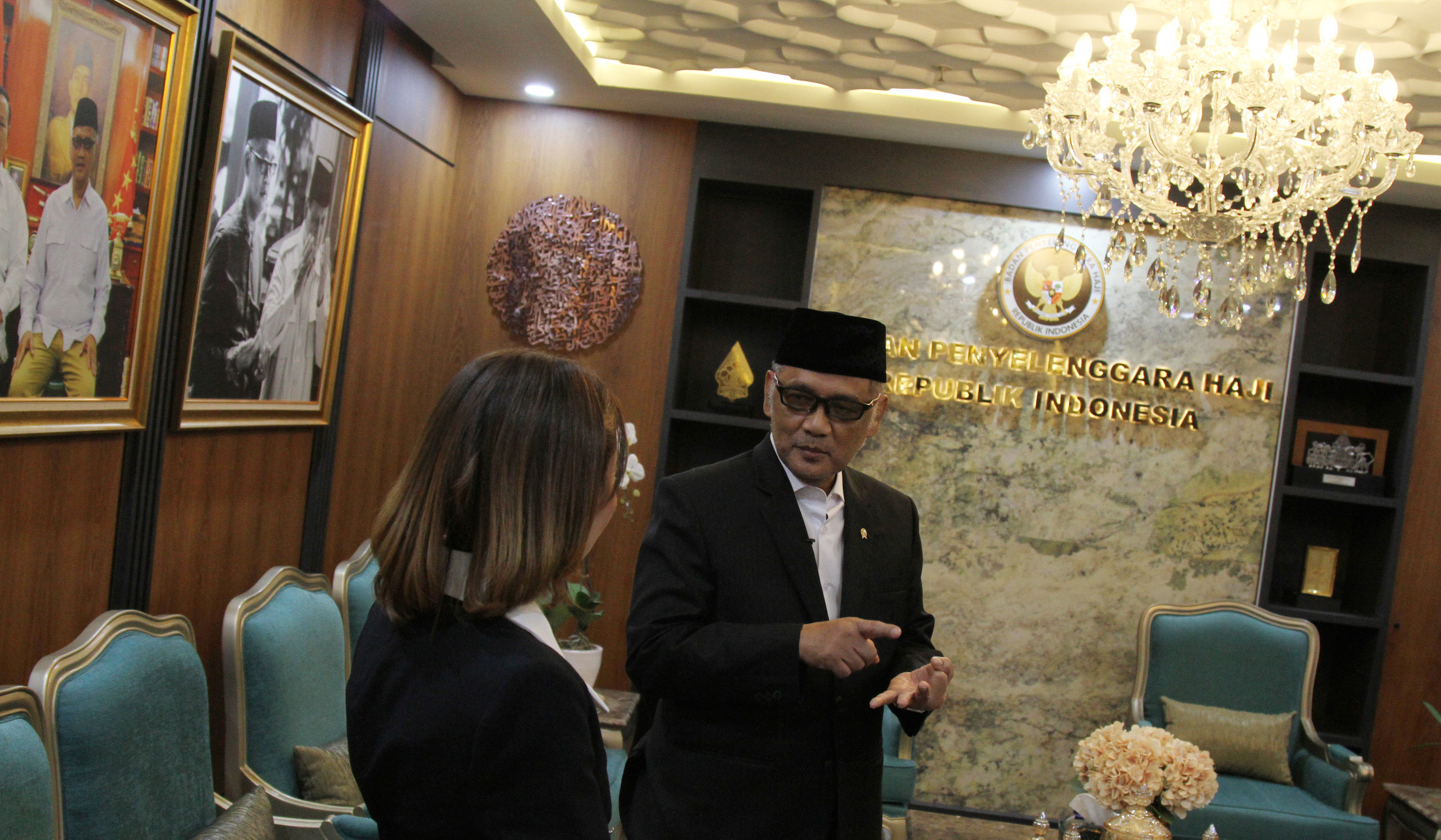 Silaturahmi redaksi SinPo TV ke Kementerian Haji dan Umrah. (Agus Priatna/SinPo.id)