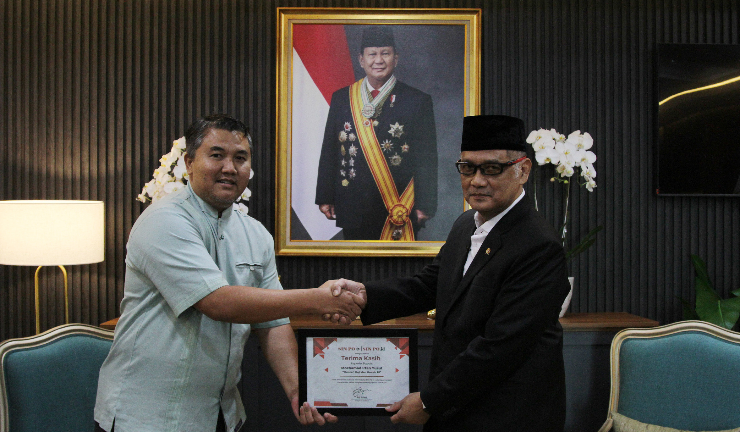 Silaturahmi redaksi SinPo TV ke Kementerian Haji dan Umrah. (Agus Priatna/SinPo.id)