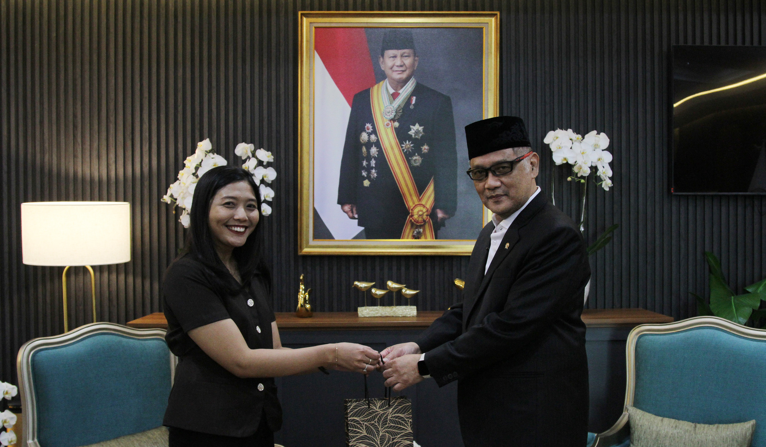 Silaturahmi redaksi SinPo TV ke Kementerian Haji dan Umrah. (Agus Priatna/SinPo.id)