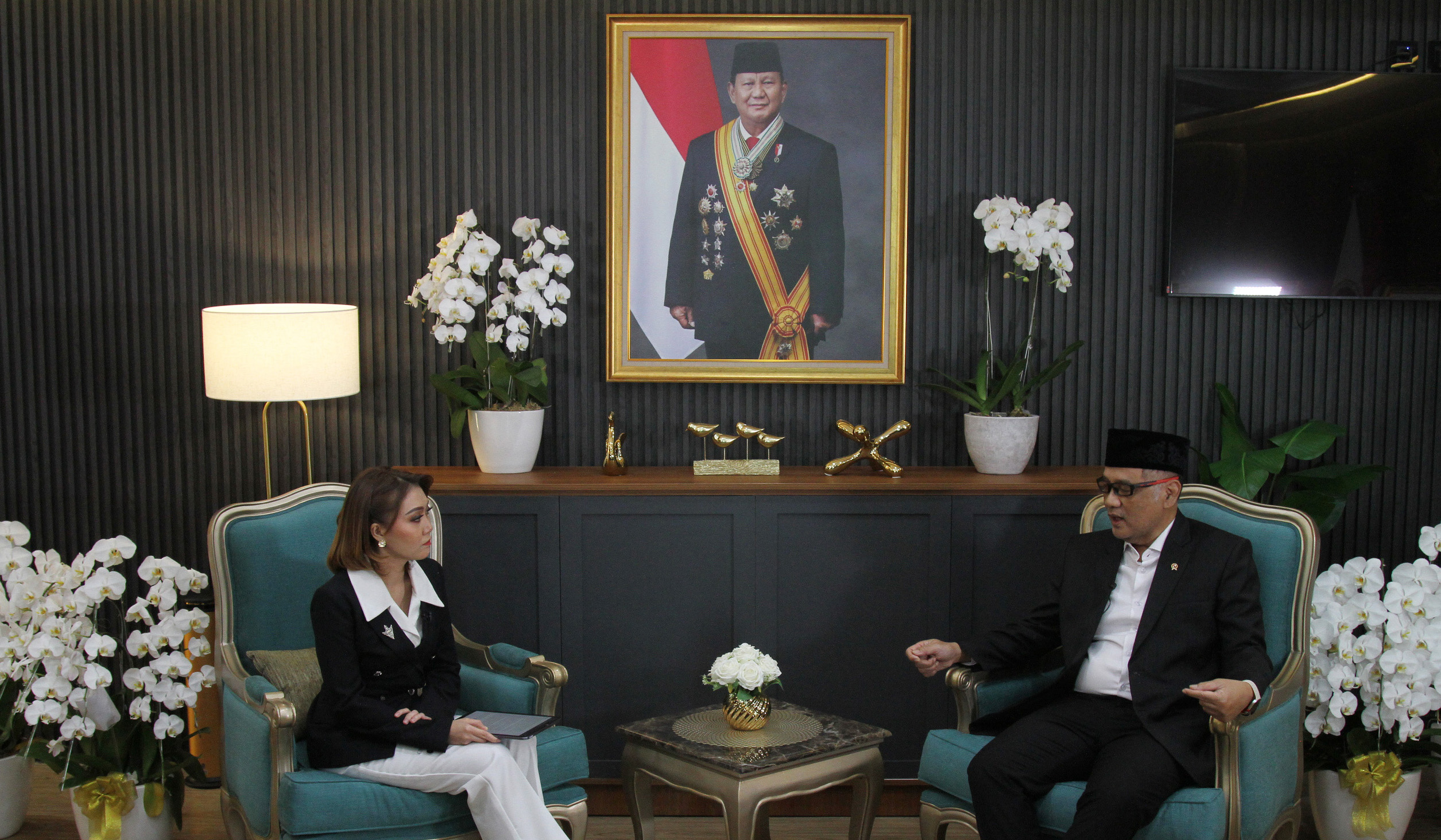 Silaturahmi redaksi SinPo TV ke Kementerian Haji dan Umrah. (Agus Priatna/SinPo.id)