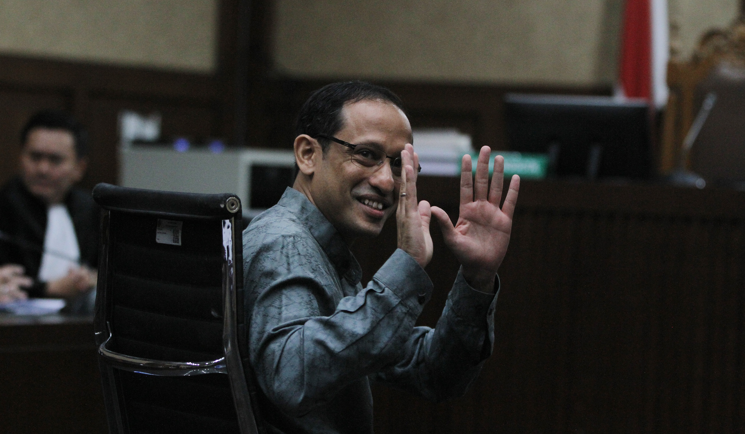 Sidang perdana Nadiem Makarim. (Agus Priatna/SinPo.id)
