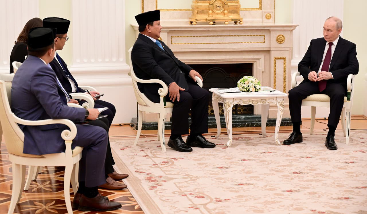 Prabowo temui Putin di Moskow. (Agus Priatna/SinPo.id)
