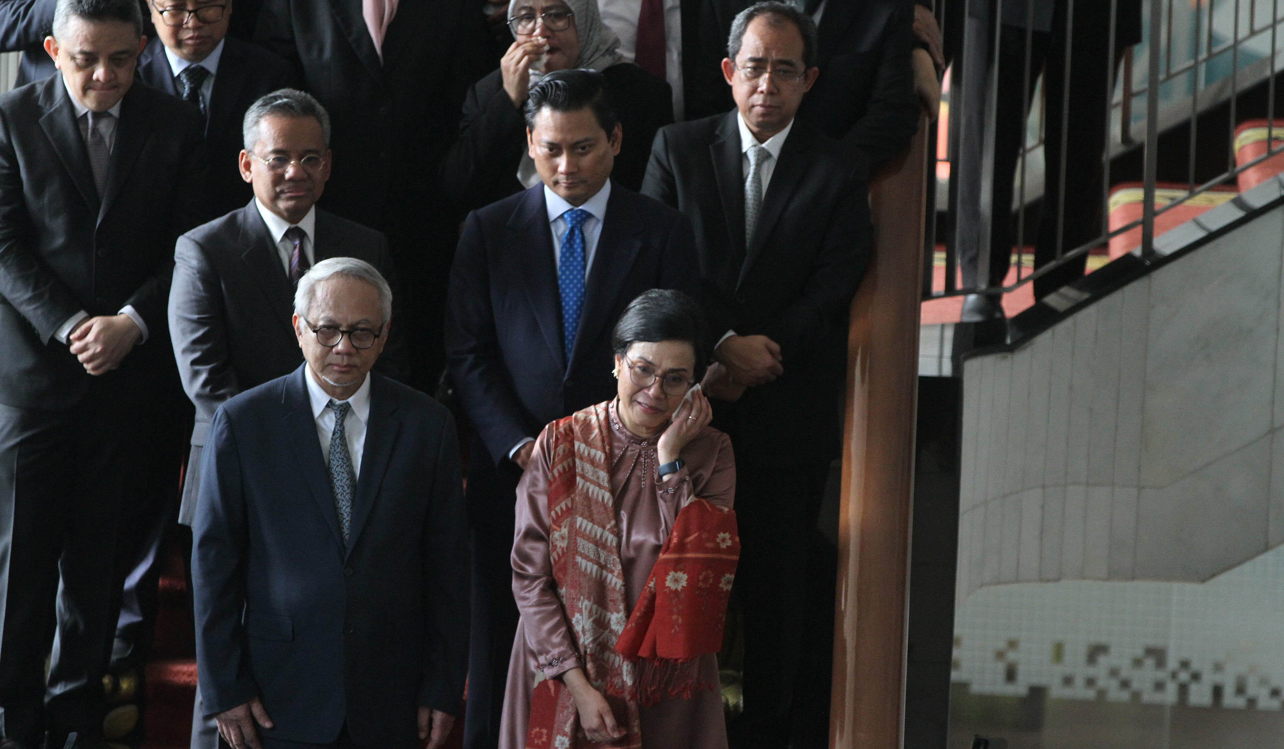 Pelepasan Sri Mulyani Indrawati oleh pegawai Kemenkeu. (Agus Priatna/SinPo.id)