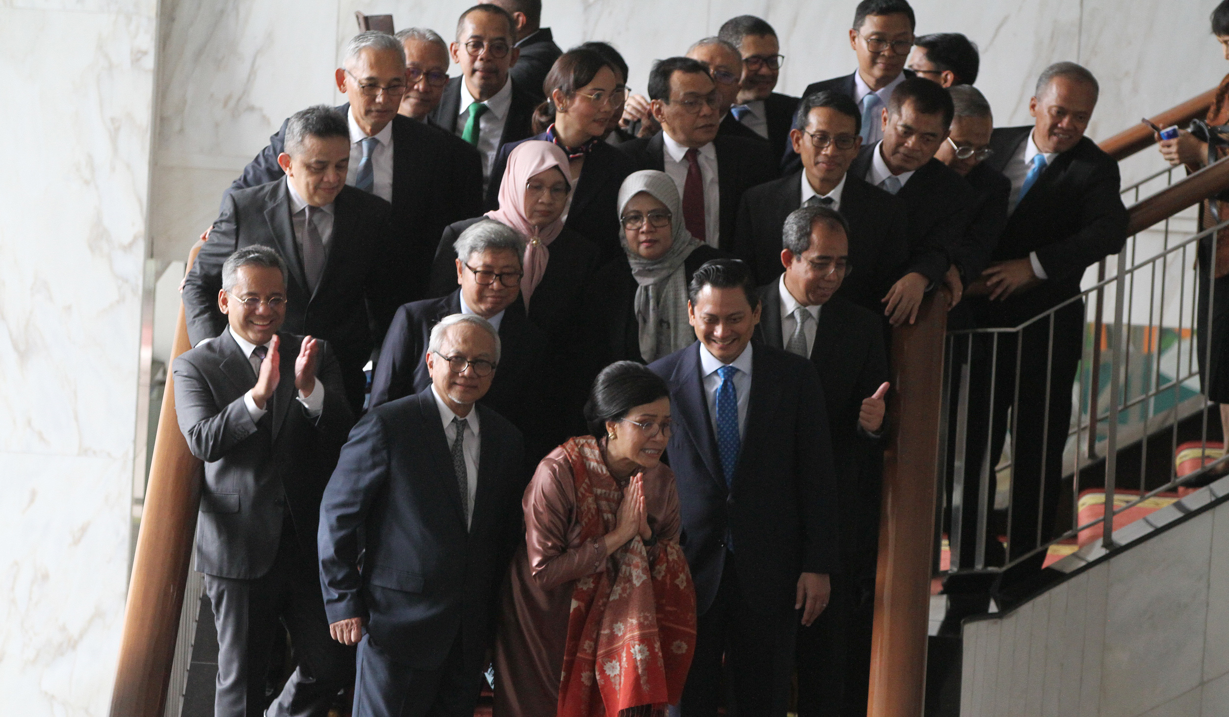 Pelepasan Sri Mulyani Indrawati oleh pegawai Kemenkeu. (Agus Priatna/SinPo.id)