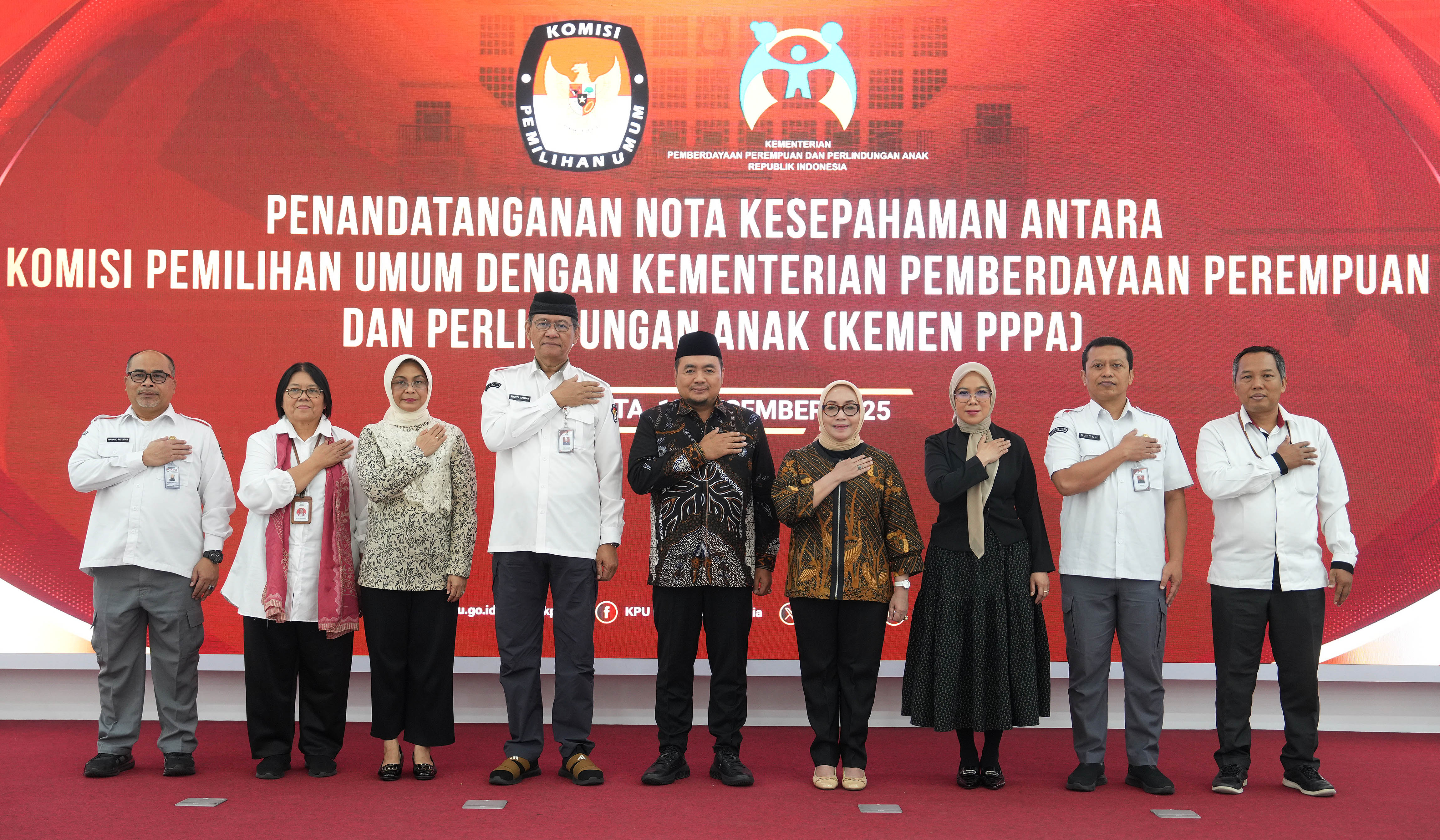 MoU KPU RI - Kemen PPPA. (Agus Priatna/SinPo.id)