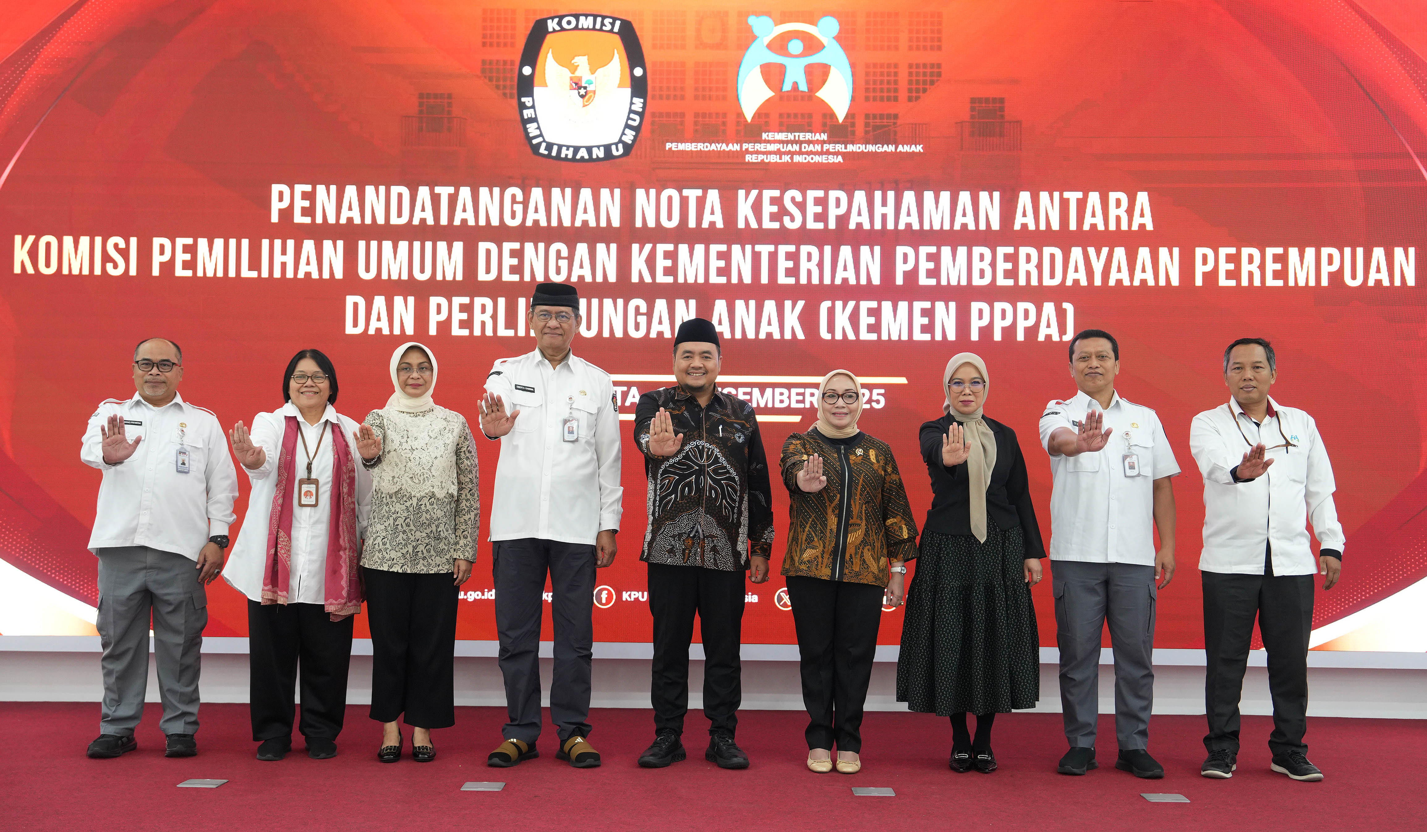 MoU KPU RI - Kemen PPPA. (Agus Priatna/SinPo.id)