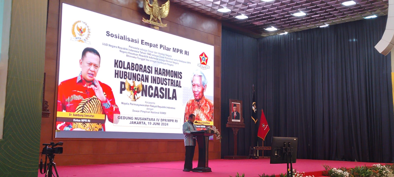 MPR RI gelar diskusi Sosialisasi Empat Pilar Kolaborasi Harmonis Hubungan Industrial Pancasila dengan SOKSI (Ashar/SinPo.id)