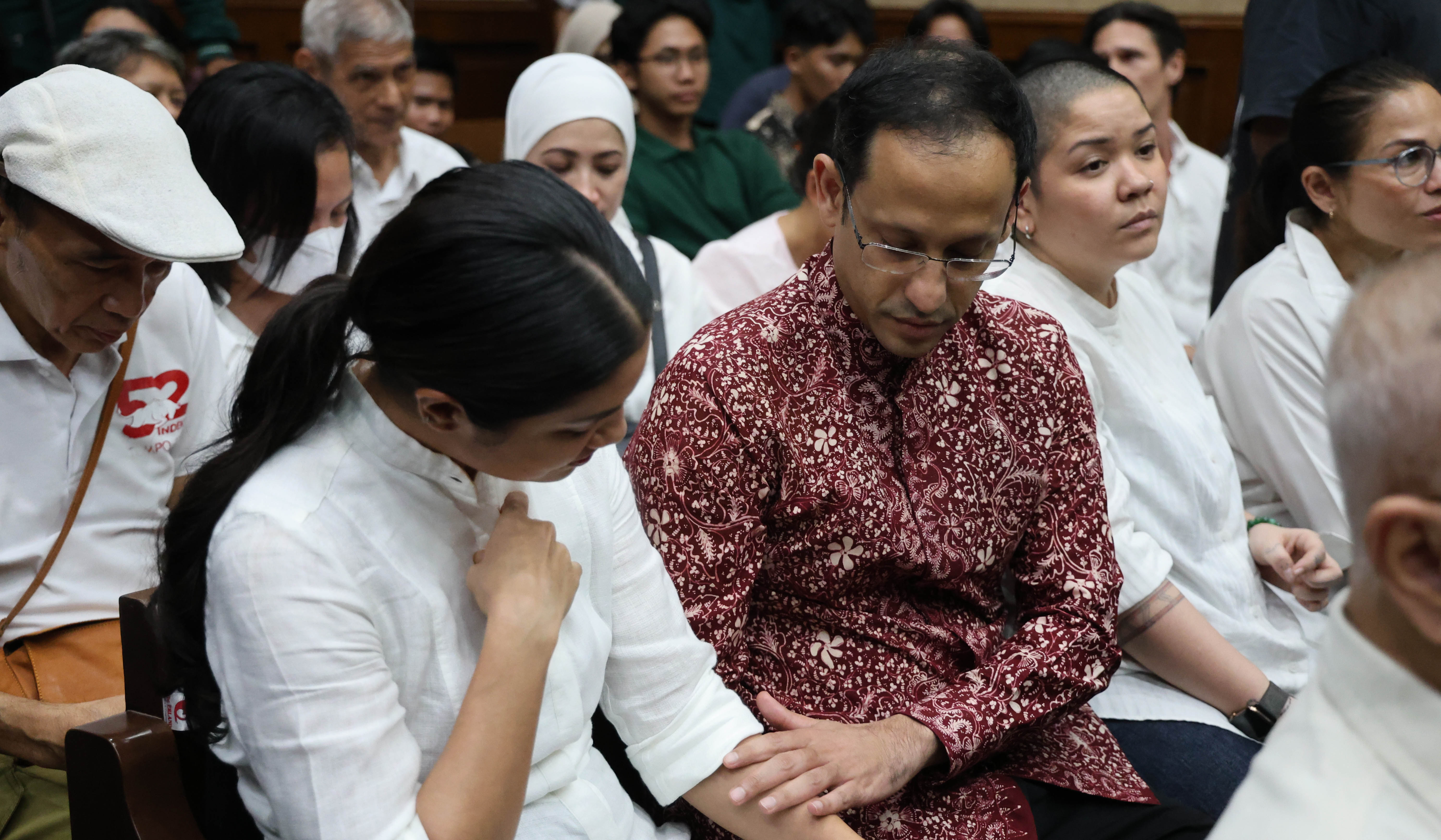Nadiem Makarim, saat akan menjalani sidang tuntutan. (Agus Priatna/SinPo.id)