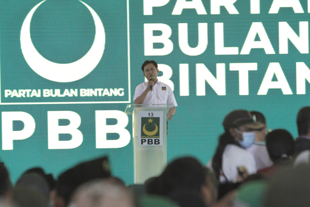 Partai Bulan Bintang (PBB) dalam milad ke-25 resmi Deklarasi dukung Prabowo di Pilpres 2024 nanti (Ashar/SinPo.id)