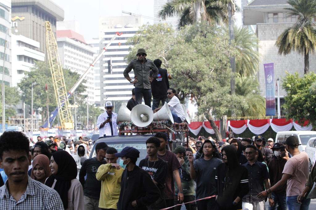 Puluhan para pekerja migran Indonesia  gelar aksi demo menuntut perlindungan dari Pemerintah (Ashar/SinPo.id)