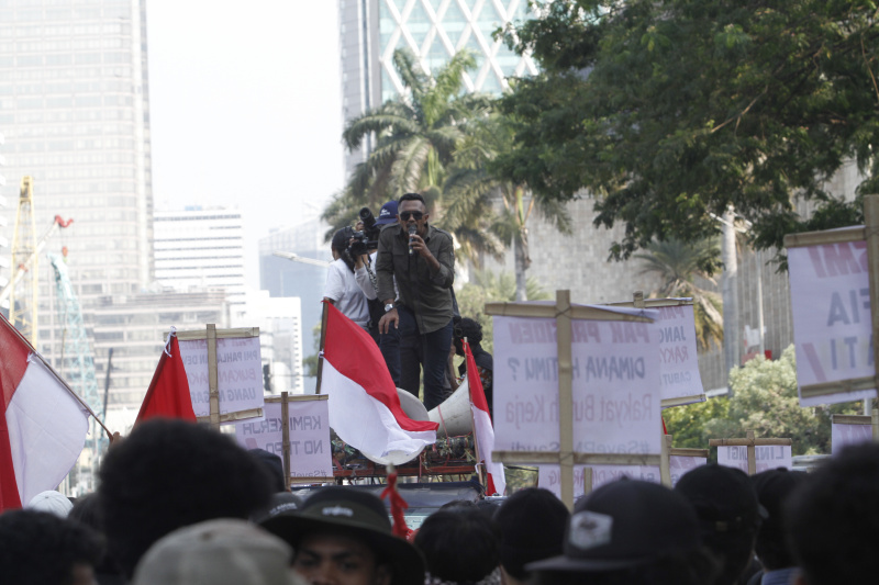 Puluhan para pekerja migran Indonesia  gelar aksi demo menuntut perlindungan dari Pemerintah (Ashar/SinPo.id)