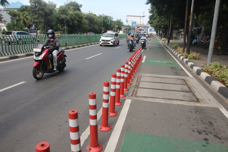Dishub Jakarta akan menambah jalur sepeda sepanjang 3,8 km dan juga jalur pejalan kaki (Ashar/SinPo.id)