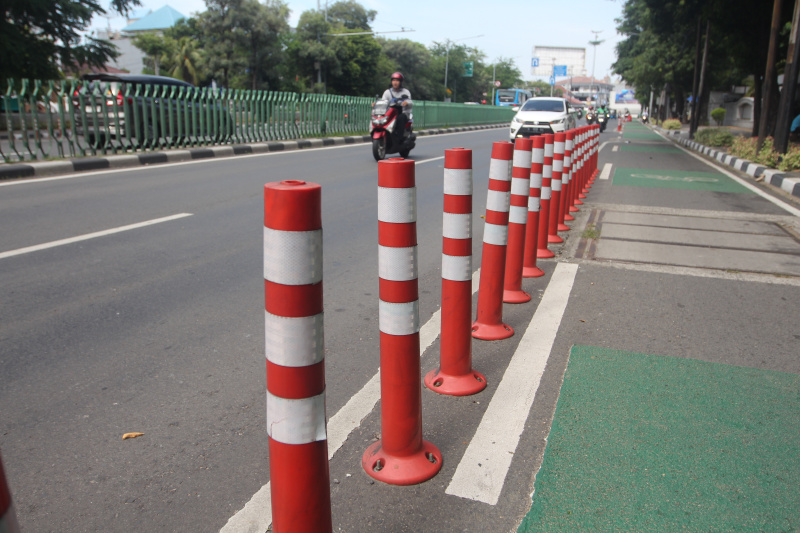 Dishub Jakarta akan menambah jalur sepeda sepanjang 3,8 km dan juga jalur pejalan kaki (Ashar/SinPo.id)