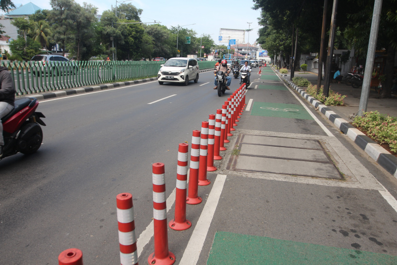 Dishub Jakarta akan menambah jalur sepeda sepanjang 3,8 km dan juga jalur pejalan kaki (Ashar/SinPo.id)