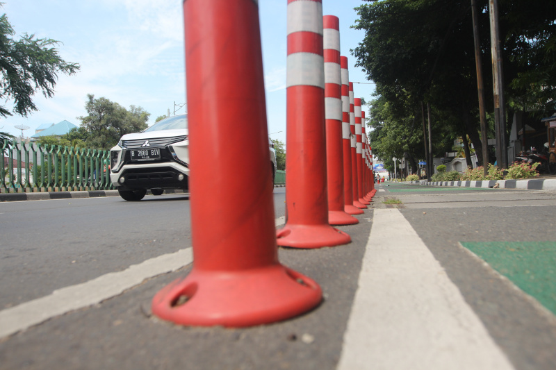 Dishub Jakarta akan menambah jalur sepeda sepanjang 3,8 km dan juga jalur pejalan kaki (Ashar/SinPo.id)