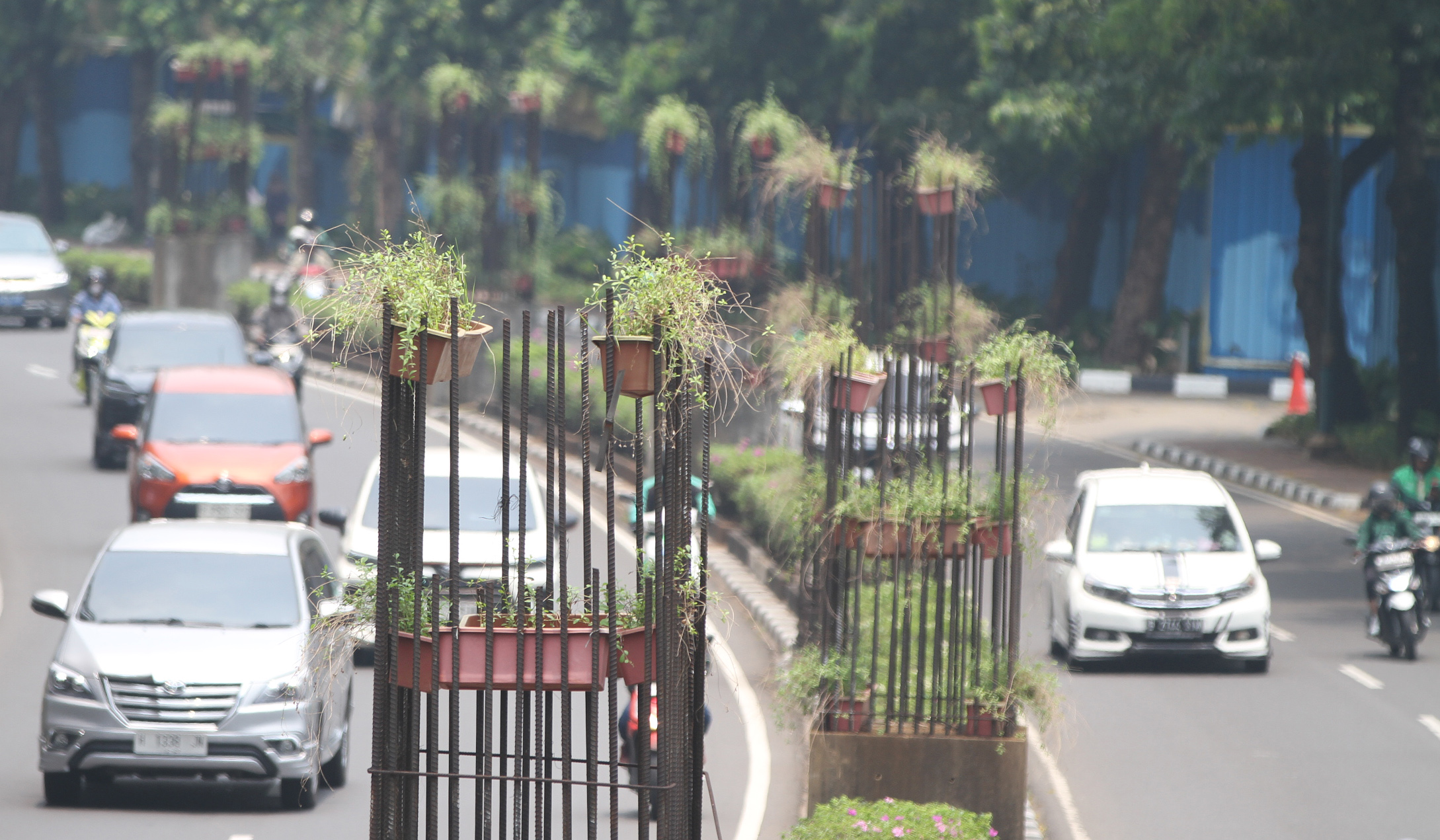 Tiang monorel di jalan HR Rasuna Said, Jakarta. (Agus Priatna/SinPo.id)