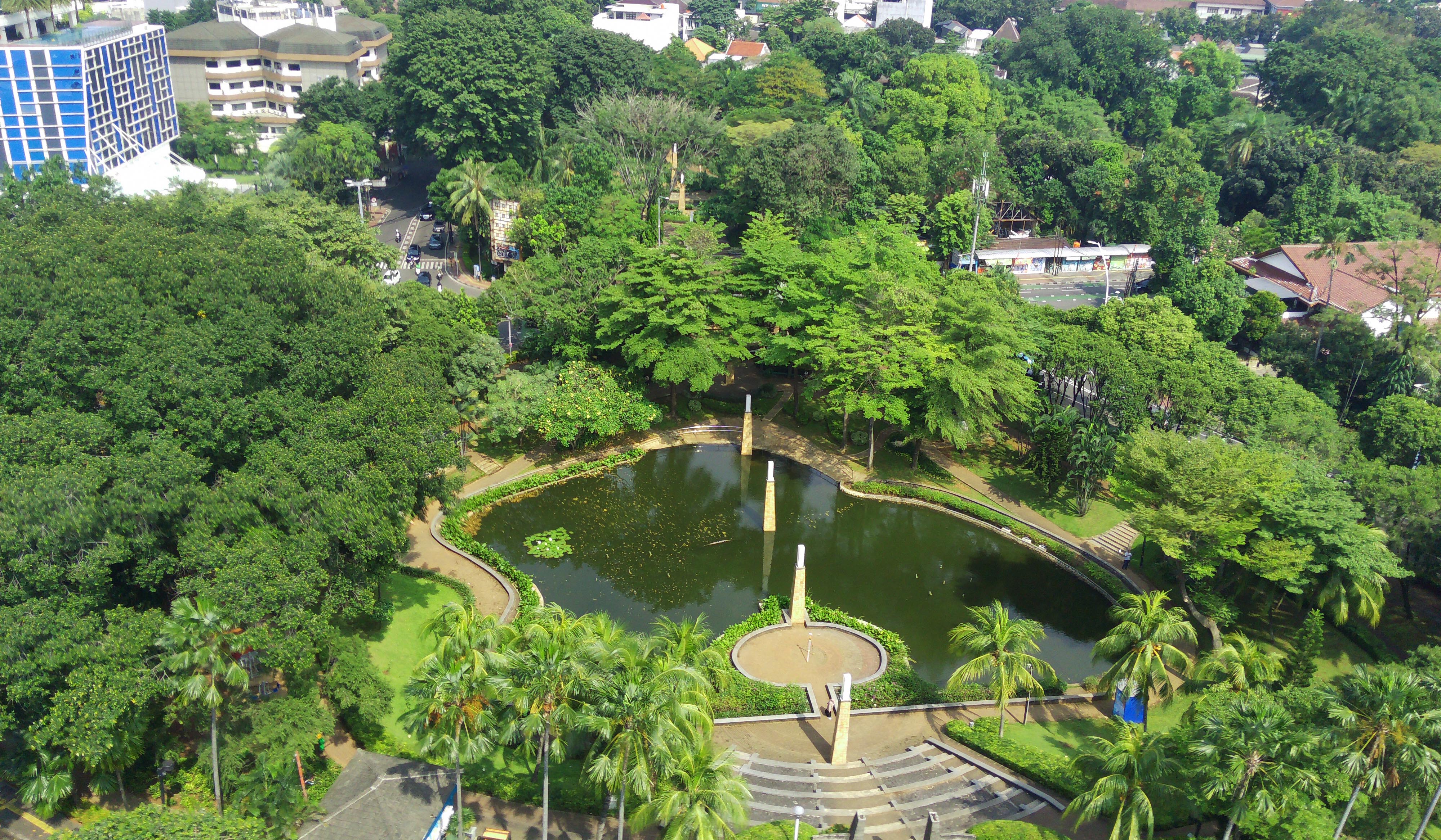 Foto udara Taman Ayodya di Jakarta. (Agus Priatna/SinPo.id)