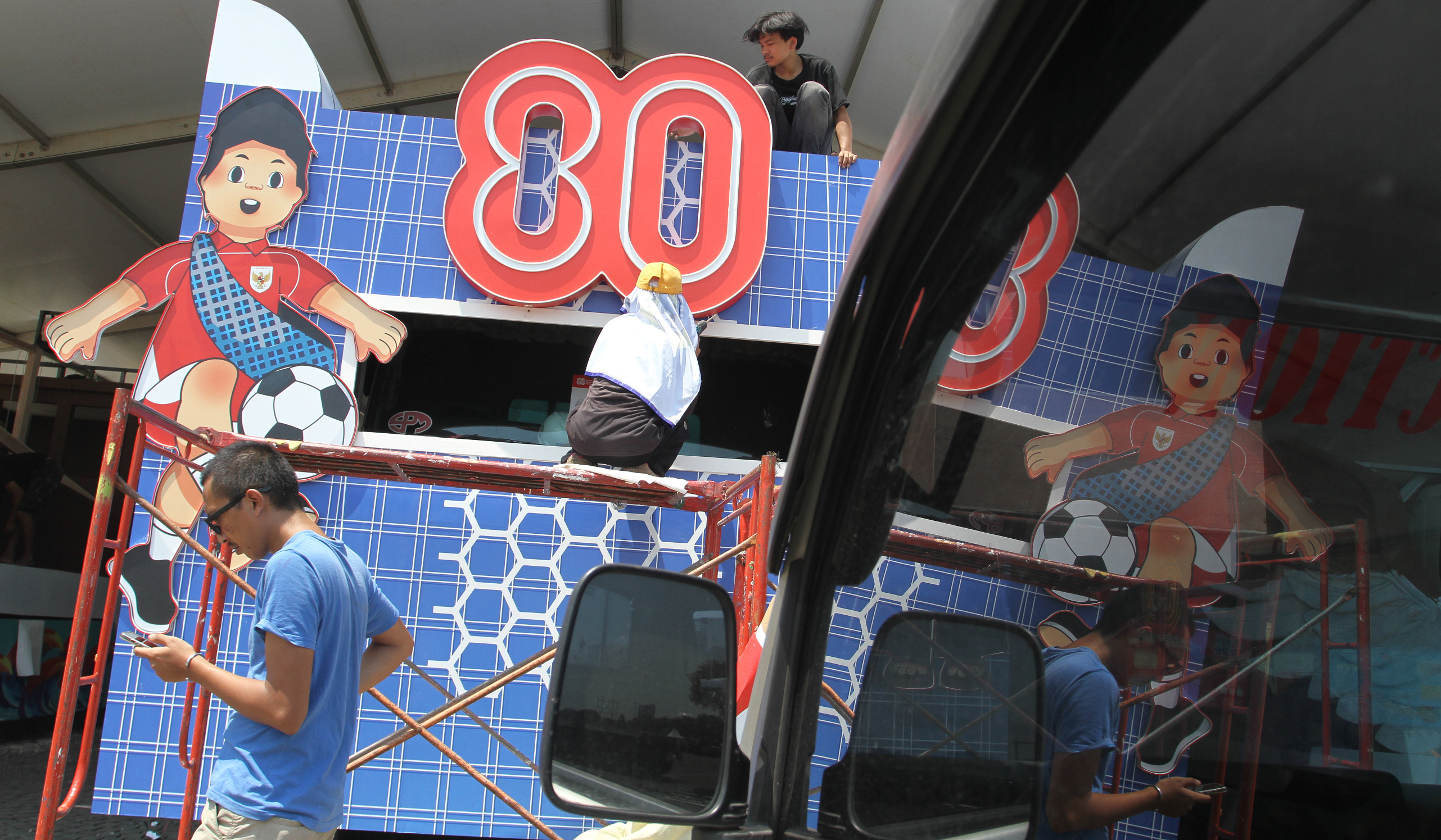 Persiapan Karnaval Kemerdekaan. (Agus Priatna/SinPo.id)