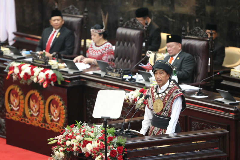 Pidato Kenegaraan Presiden Jokowi di Sidang tahunan MPR RI, DPR RI, DPD RI (Ashar/SinPo.id)