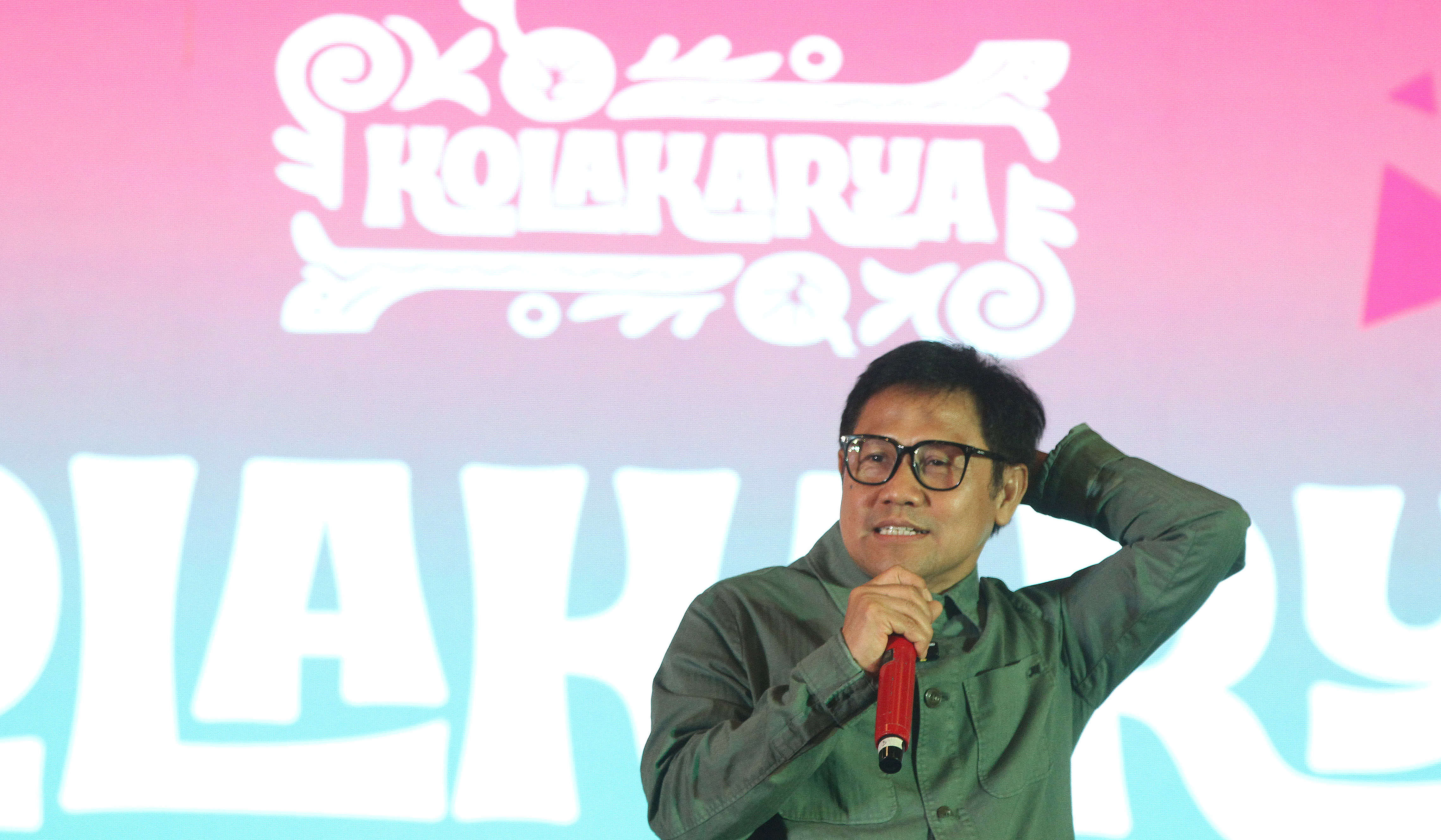 Muhaimin Iskandar, saat menghadiri art festival ‘Kola Karya’ di Pos Bloc, Jakarta. (Agus Priatna/SinPo.id)