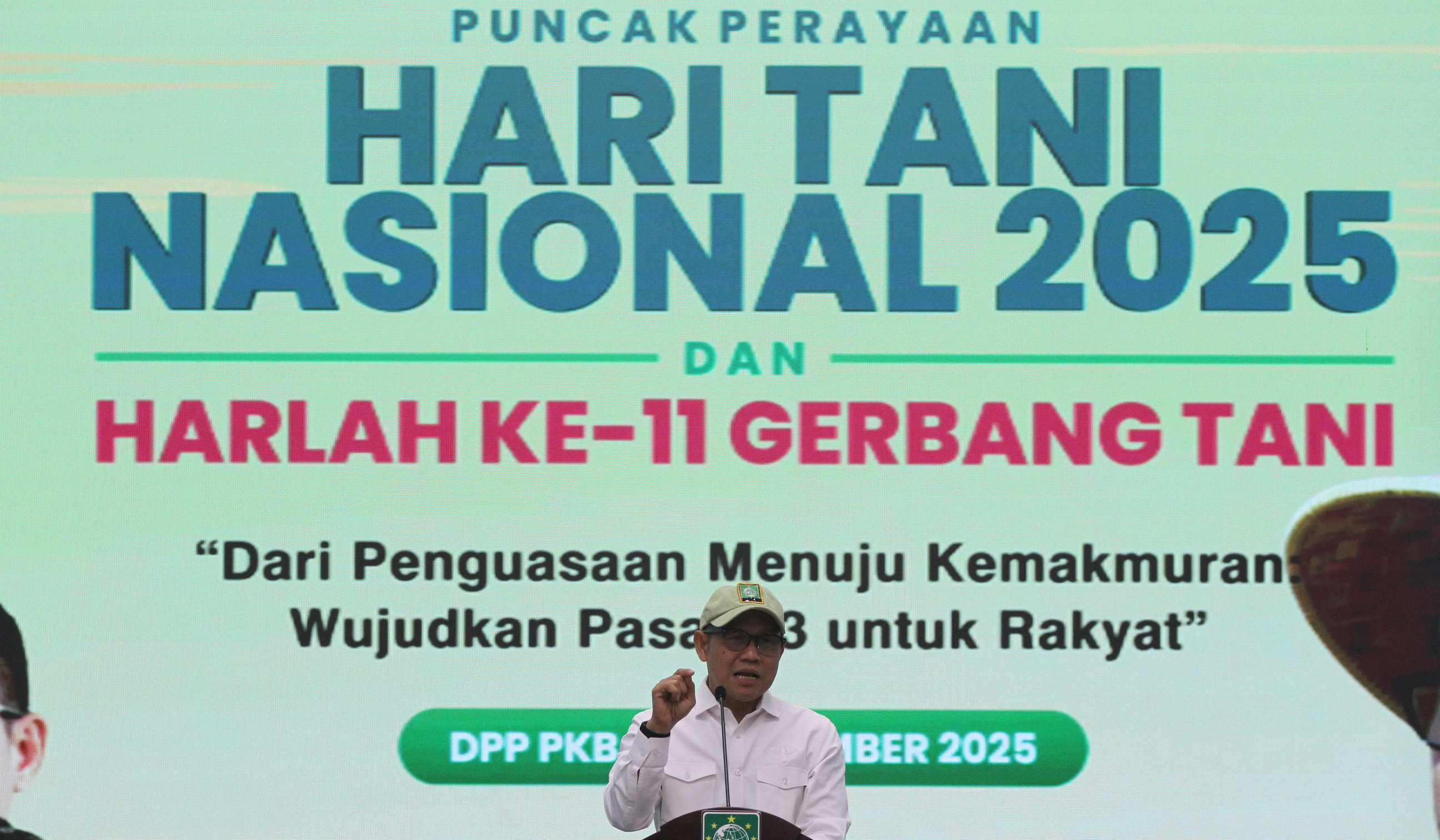 Ketua Umum PKB, Muhaimin Iskandar, saat perayaan Hari Tani Nasional 2025. (Agus Priatna/SinPo.id)