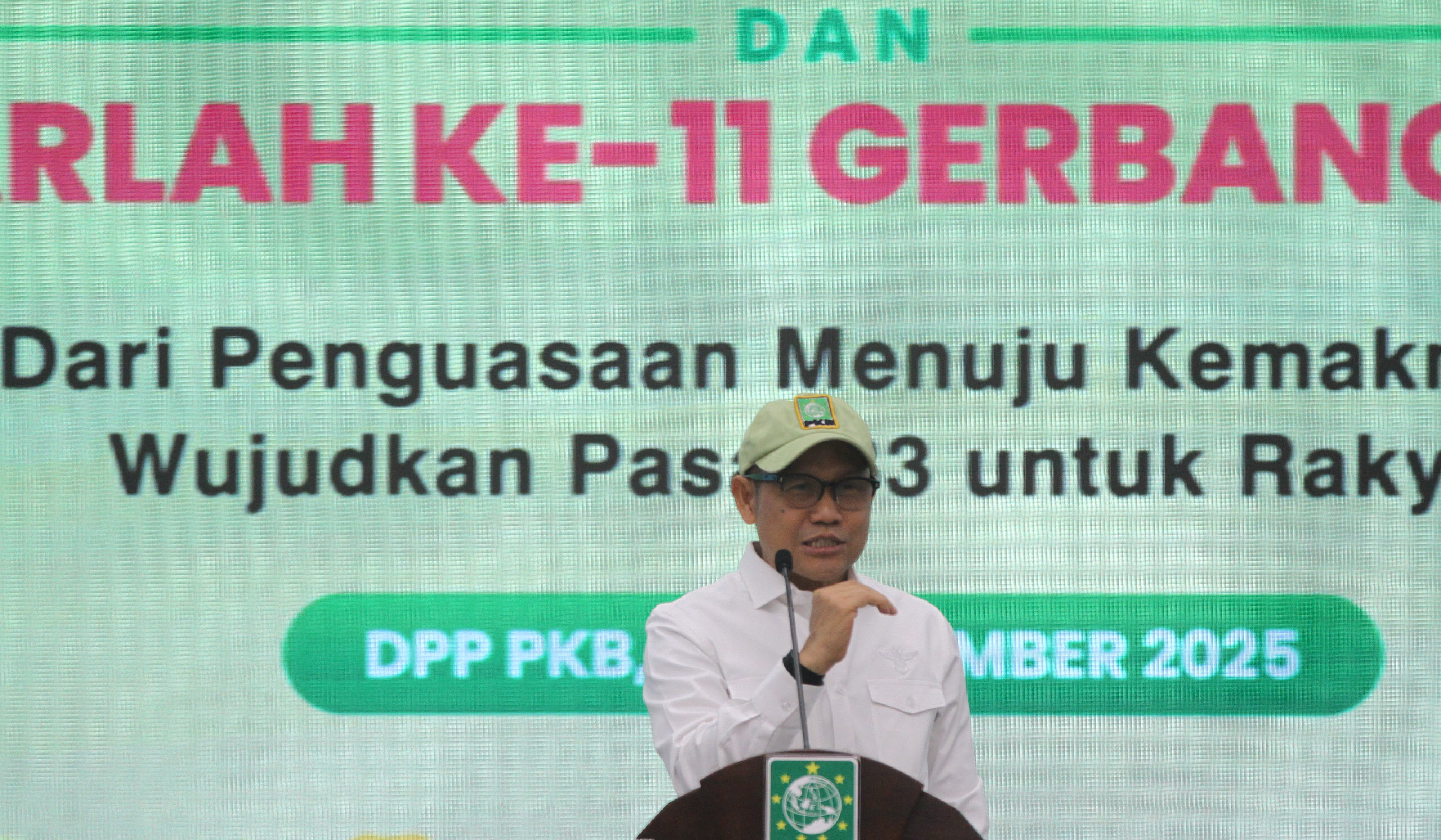 Ketua Umum PKB, Muhaimin Iskandar, saat perayaan Hari Tani Nasional 2025. (Agus Priatna/SinPo.id)