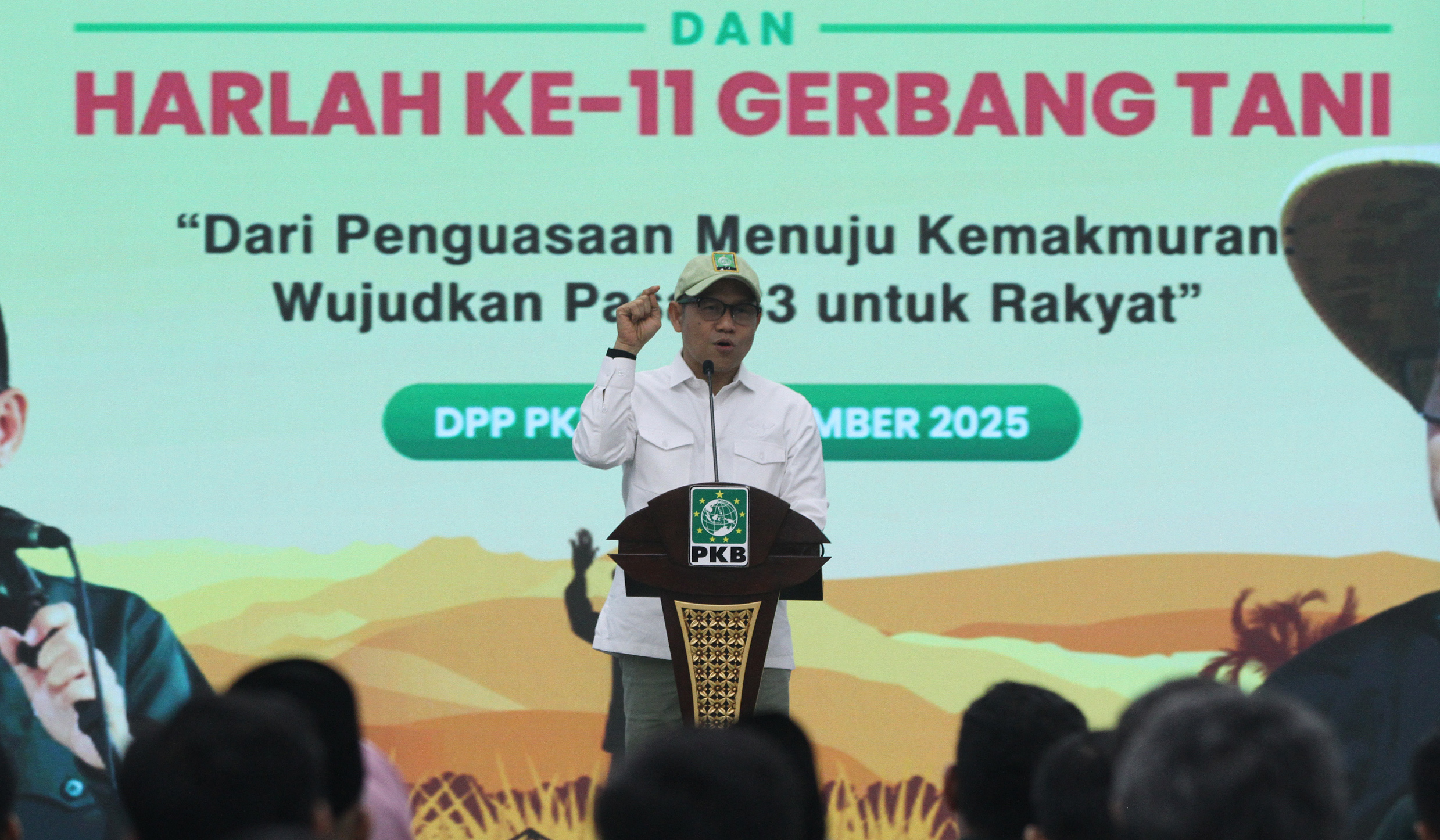 Ketua Umum PKB, Muhaimin Iskandar, saat perayaan Hari Tani Nasional 2025. (Agus Priatna/SinPo.id)