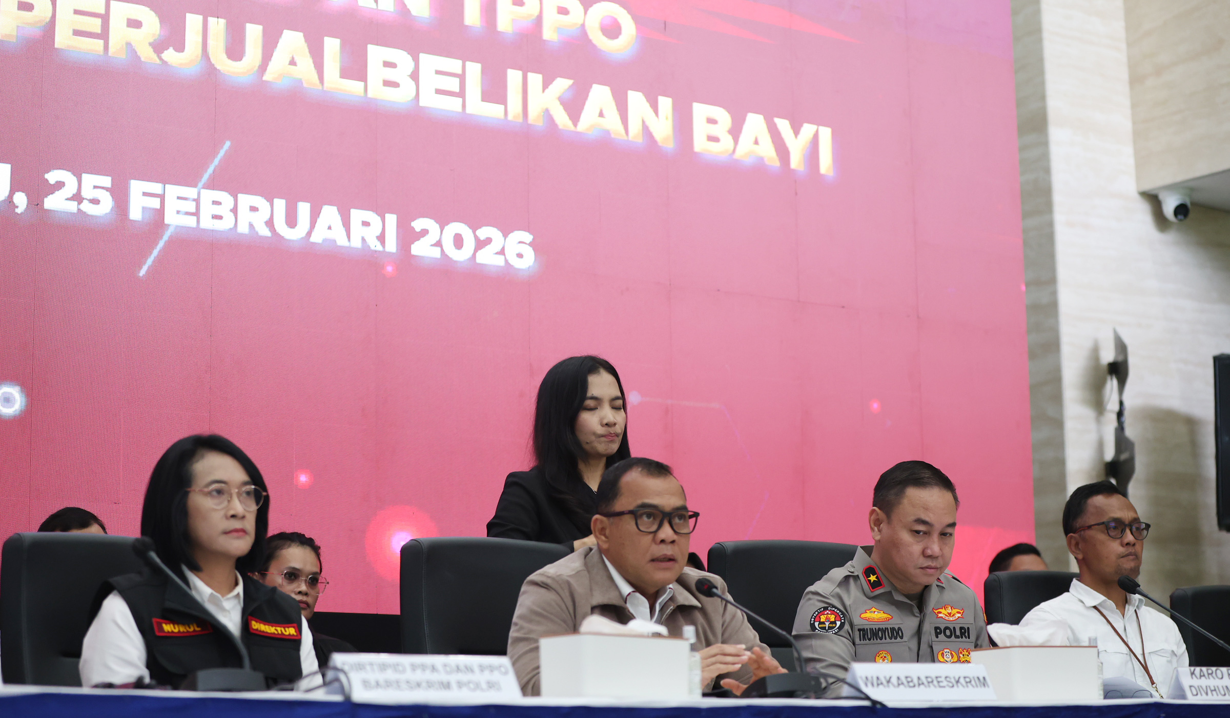 Konferensi pers kasus TPPO. (Agus Priatna/SinPo.id)