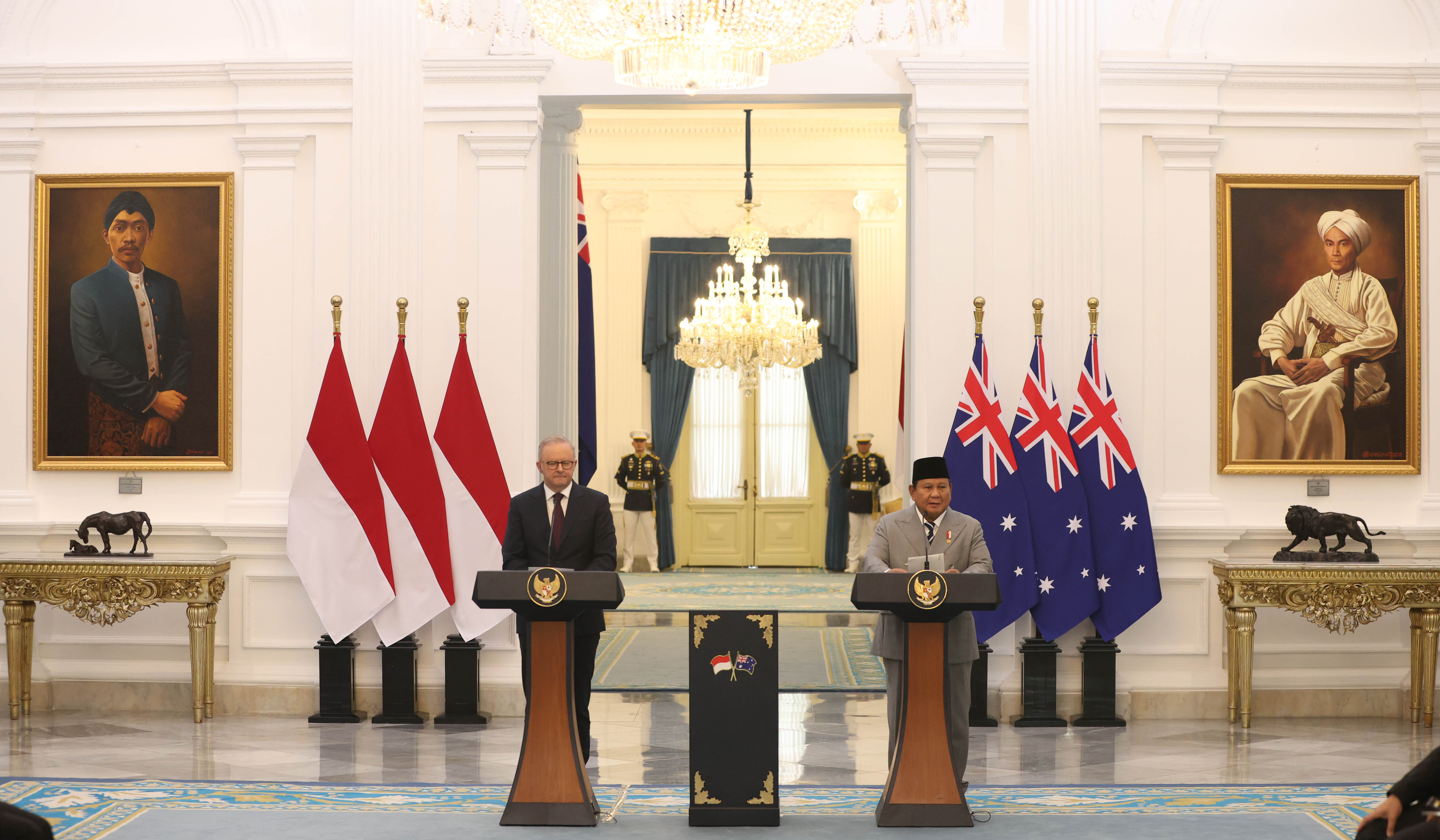 Prabowo terima kunjungan PM Australia. (Agus Priatna/SinPo.id)