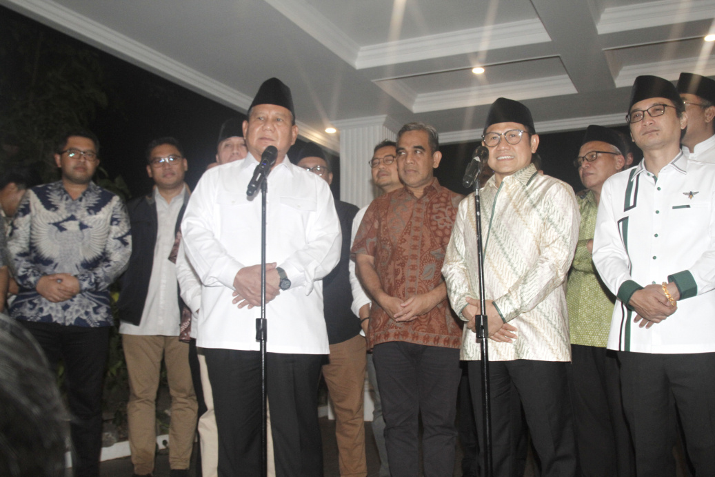 Ketua Umum Partai Gerindra Prabowo Subianto dan Ketua Umum PKB Cak Imin bertemu di Kertanegara bahas koalisi besar jelang Pemilu 2024 (Ashar/SinPo.id)