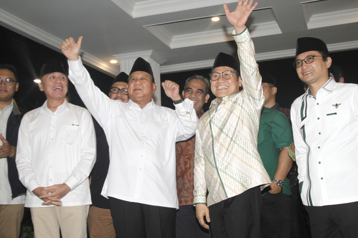 Ketua Umum Partai Gerindra Prabowo Subianto dan Ketua Umum PKB Cak Imin bertemu di Kertanegara bahas koalisi besar jelang Pemilu 2024 (Ashar/SinPo.id)