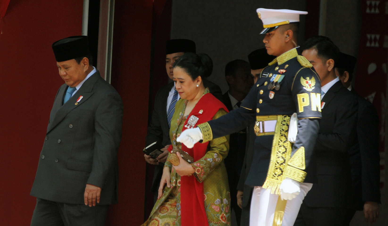 Prabowo usai mengikuti Sidang Tahunan MPR. (Agus Priatna/SinPo.id)
