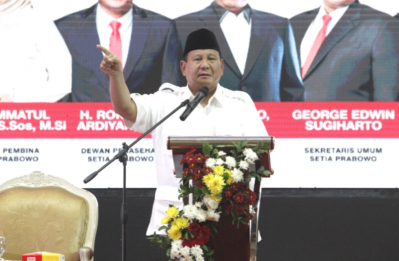 Ketua Umum Partai Gerindra Prabowo Subianto hadiri deklarasi relawan Setia Prabowo di Kartika Candra (Ashar/SinPo.id)