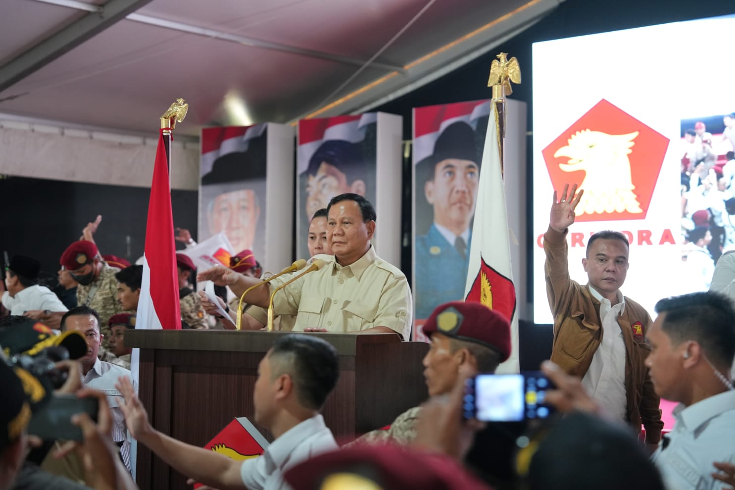 Ketua Umum Partai Gerindra Prabowo Subianto menghadiri acara Konsolidasi Akbar Kader Gerindra Tanggerang Raya (Ashar/SinPo.id)