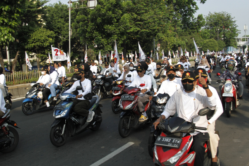 Ketua Umum Partai Gerindra Prabowo Subianto hadiri Konsolidasi Kader Gerindra Jakarta Timur di Gor Velodrome (Ashar/SinPo.id)