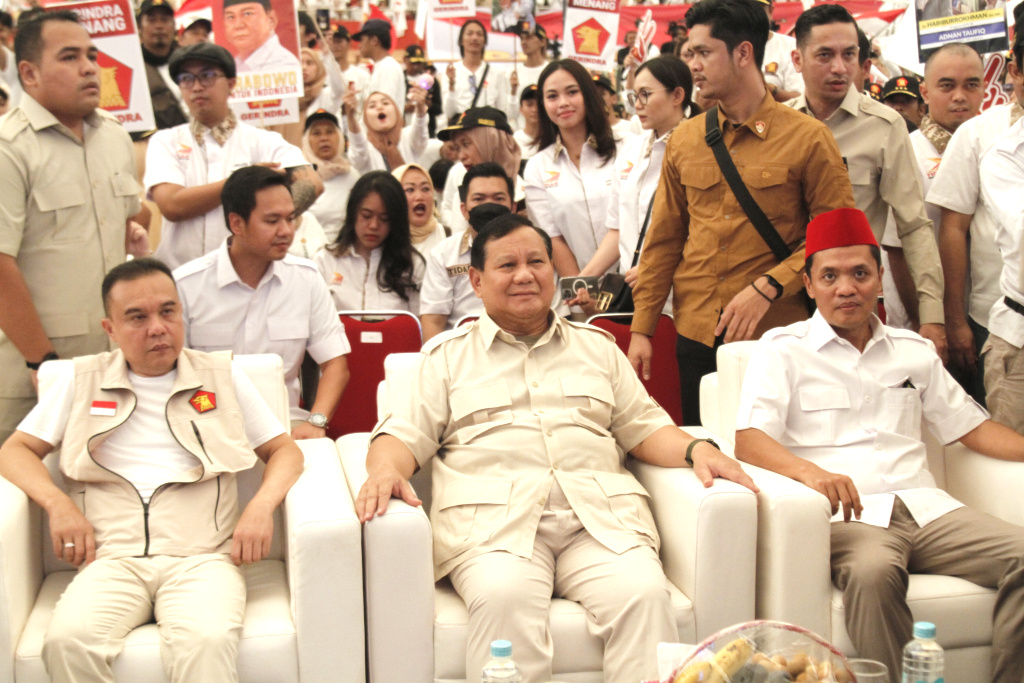 Ketua Umum Partai Gerindra Prabowo Subianto hadiri Konsolidasi Kader Gerindra Jakarta Timur di Gor Velodrome (Ashar/SinPo.id)