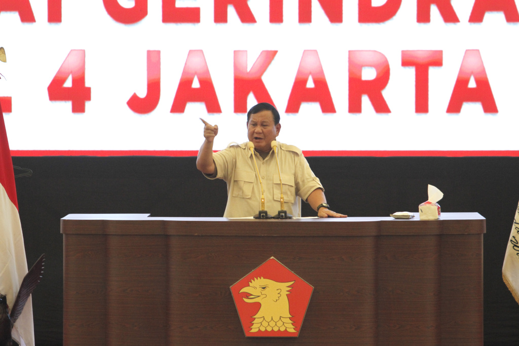 Ketua Umum Partai Gerindra Prabowo Subianto hadiri Konsolidasi Kader Gerindra Jakarta Timur di Gor Velodrome (Ashar/SinPo.id)