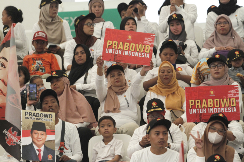 Ketua Umum Partai Gerindra Prabowo Subianto hadiri Konsolidasi Kader Gerindra Jakarta Timur di Gor Velodrome (Ashar/SinPo.id)