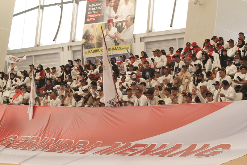 Ketua Umum Partai Gerindra Prabowo Subianto hadiri Konsolidasi Kader Gerindra Jakarta Timur di Gor Velodrome (Ashar/SinPo.id)