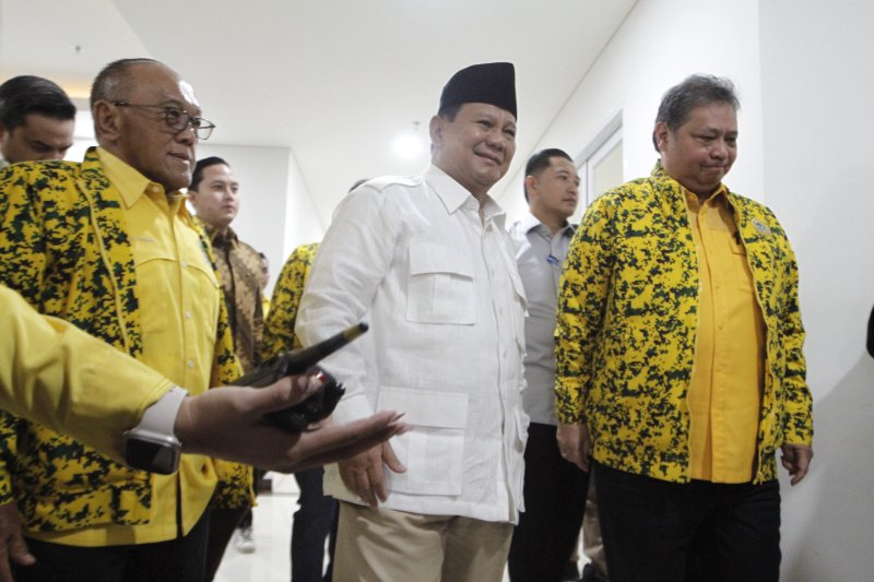 Bacapres Prabowo Subianto memghadiri Rapimnas Partai Golkar (Ashar/SinPo.id)